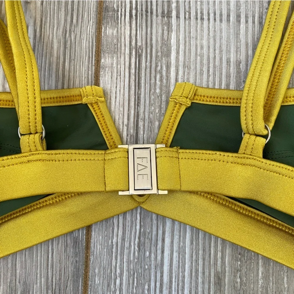 NWOT FAE gypsy bikini top color lock gold green 14004_4